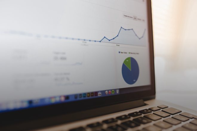 laptop showing google analytics data
